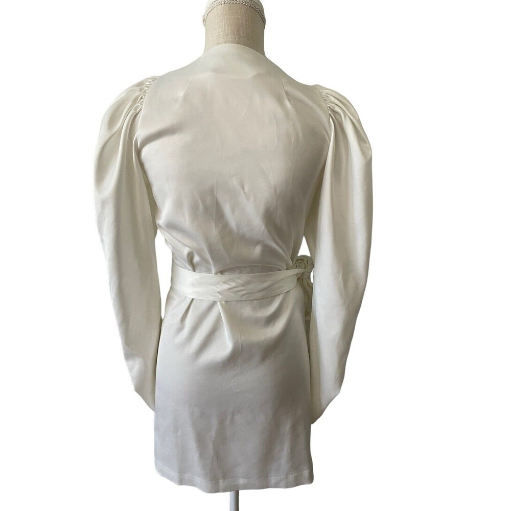 Rotate Birger Christensen Number 31 Bright White Satin Wrap Dress US 6 - Picture 2 of 10